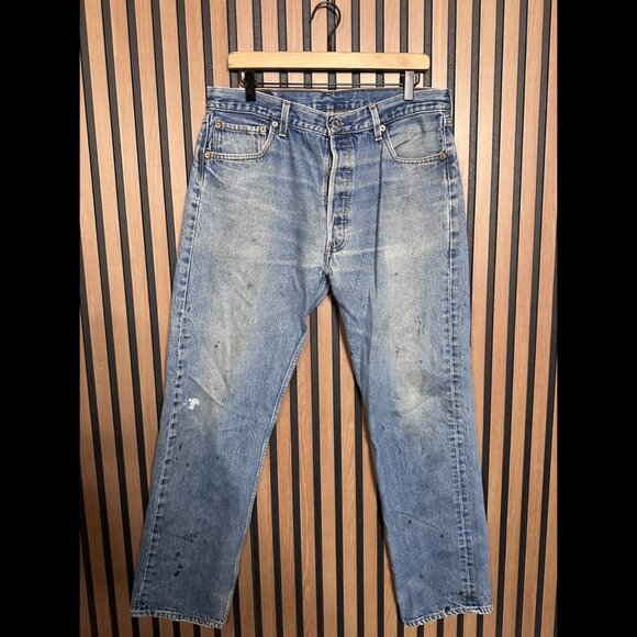 Vintage Levis 502 Jeans 36 x 32 Mens Blue Made in USA Button Fly Denim - Picture 1 of 15